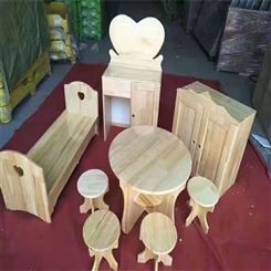 娃娃之家桌椅系列 原木圆形桌椅组合 原木六人桌  博美